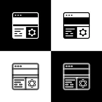 Set Debugging icon isolated on black and white background. Debugging tool Stock Illustration