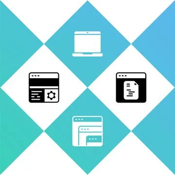 Set Debugging, Software, Laptop and icon. Vector Ilustración de archivo