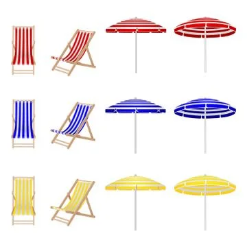 Set of deck chairs and umbrellas Stock Illustration