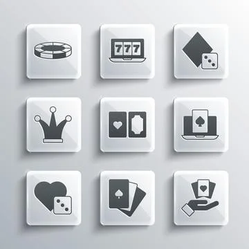 Set Deck of playing cards, Hand holding, Online poker table game, Game dice Stock Illustration