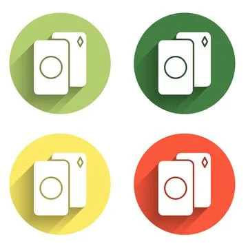 Set Deck of playing cards icon isolated with long shadow background. Casino.. Stock Illustration