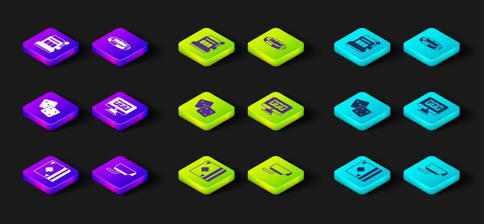 Set Deck of playing cards, Security camera, Game dice, Online slot machine with Stock Illustration