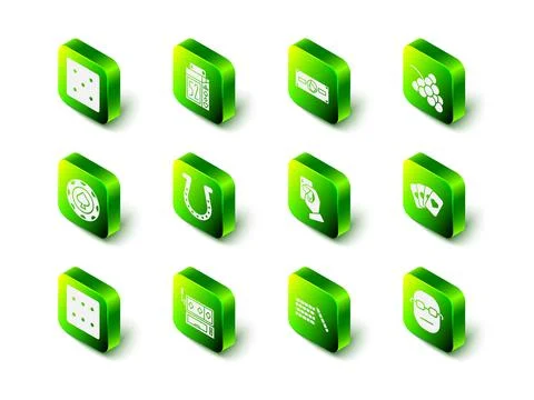 Set Deck of playing cards, Stacks paper money cash, Casino slot machine with 스톡 일러스트