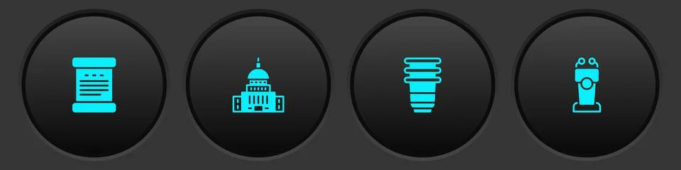 Set Declaration of independence, White House, Paper glass and Stage stand or Illustrazione stock