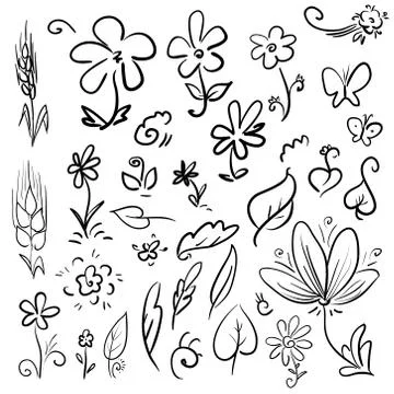Set decor element for greeting card - plants Stock Illustration
