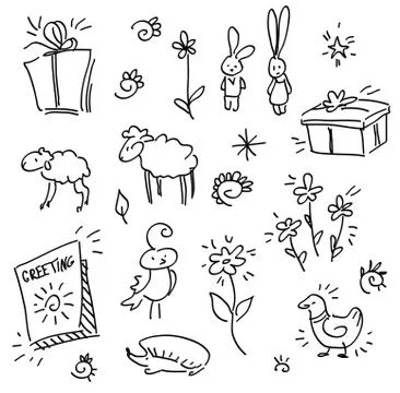 Set of decor elements for greeting card Illustrazione stock