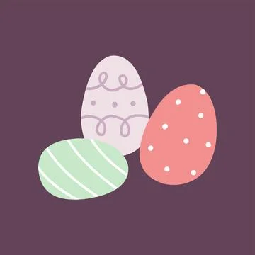 Set of decorated easter eggs in soft pastel colors. Perfect for holiday design Stock Illustration