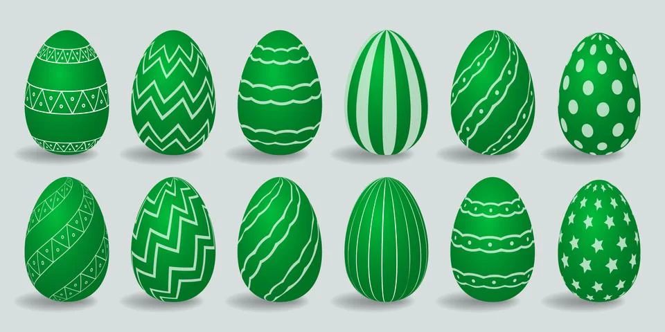 A set of decorated Easter Eggs for use in Easter designs. Gradient vector Stock Illustration