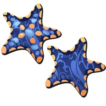 Set of decorations and decorative elements in the shape of starfish with 스톡 일러스트