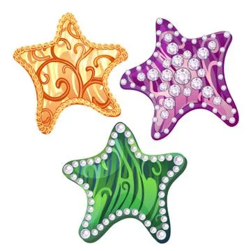 Set of decorations and decorative elements in the shape of starfish with Stockillustratie