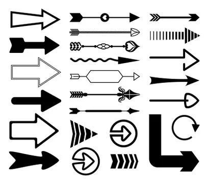 Set of decorative arrows. Vector illustration. Ilustración de archivo