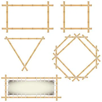 Set of Decorative Bamboo Frames of Different Geometric Shapes Rectangular 스톡 일러스트