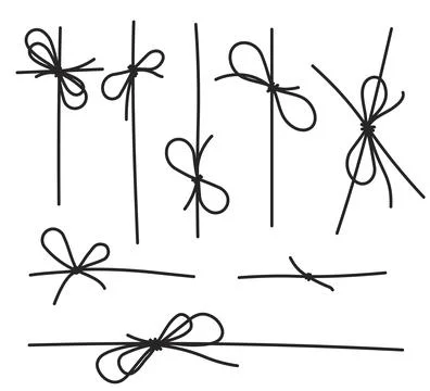 Set of decorative black ropes bow for your design Stock Illustration