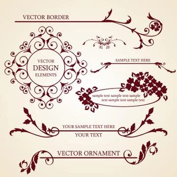 Set of decorative borders and frames Illustrazione stock