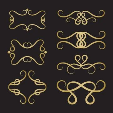 Set of decorative borders and frames for invitation or post card. Stock Illustration