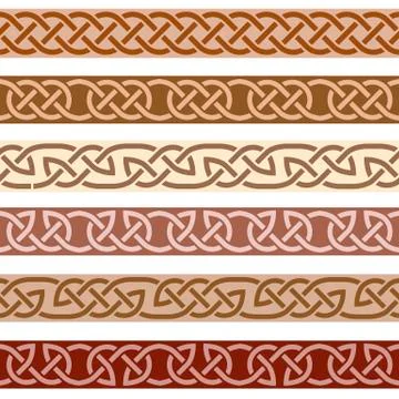 Set of decorative borders, celtic style ornament pattern Stock Illustration