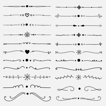 Set Of Decorative Calligraphic Elements For Decoration. Stock Illustration