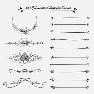 Set Of Decorative Calligraphic Elements For Decoration. Stock Illustration