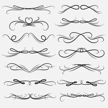 Set Of Decorative Calligraphic Elements For Decoration. Illustrazione stock