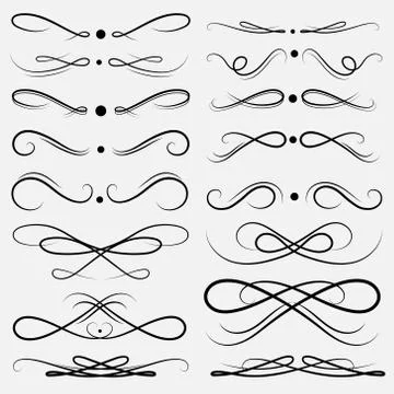 Set Of Decorative Calligraphic Elements For Decoration. Stock Illustration