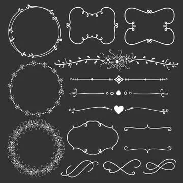 Set Of Decorative Calligraphic Elements For Decoration. Stock Illustration