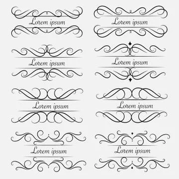 Set Of Decorative Calligraphic Elements For Decoration. Stock Illustration