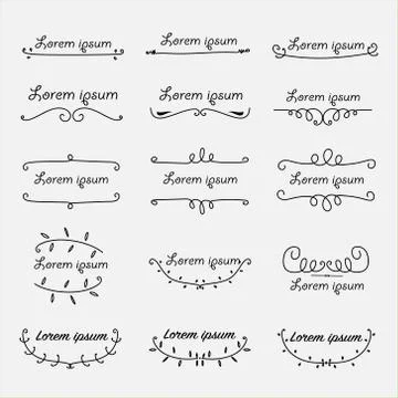 Set Of Decorative Calligraphic Elements For Decoration. Stock Illustration
