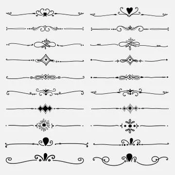 Set Of Decorative Calligraphic Elements For Decoration. Stock Illustration