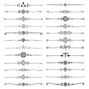 Set Of Decorative Calligraphic Elements For Decoration. Handmade Vector Illus Stock Illustration