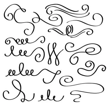 Set of decorative calligraphic elements filigreee swirl dividers Stock Illustration