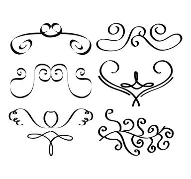 Set of decorative calligraphic elements filigreee swirl dividers Illustrazione stock