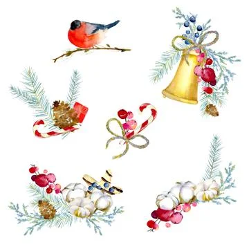 Set of decorative christmas elements for design Stock Illustration