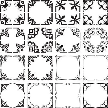 Set of Decorative Corners and Frames Stock Illustration