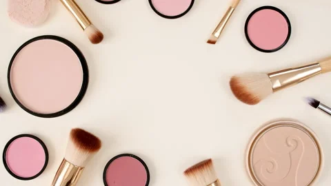 A set of decorative cosmetics on beige background. Makeup products. The beauty Video stock 195289267