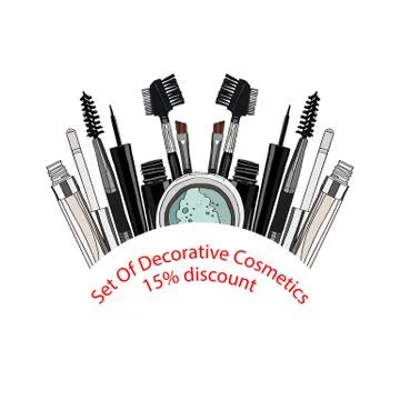 Set of decorative cosmetics. Stockillustratie
