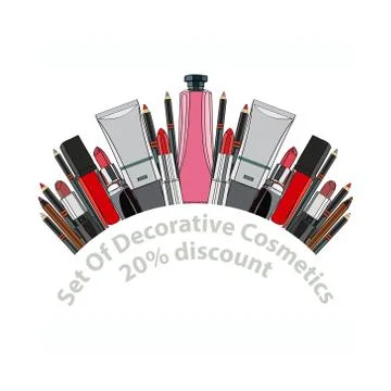 Set of decorative cosmetics. Stockillustratie