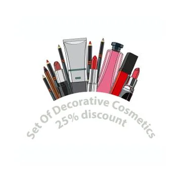 Set of decorative cosmetics. Stockillustratie