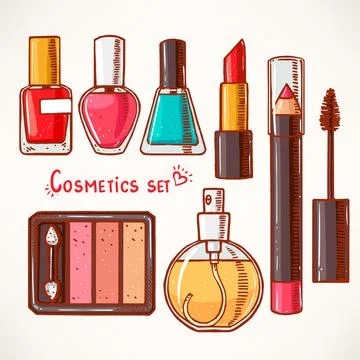 Set with decorative cosmetics Illustrazione stock