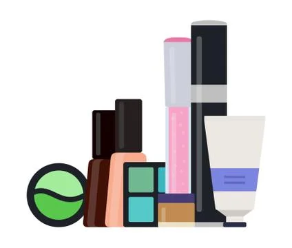 Set of decorative cosmetics vector icon flat isolated illustration Stock Illustration