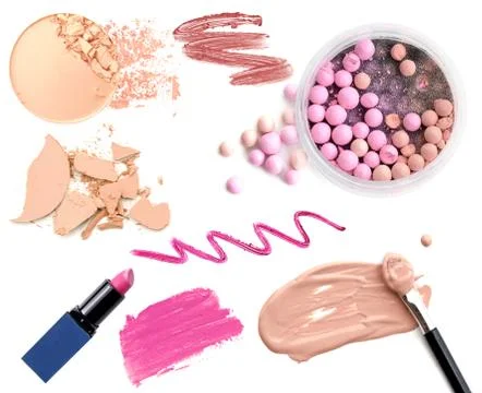 Set of decorative cosmetics on white background Stock Photos