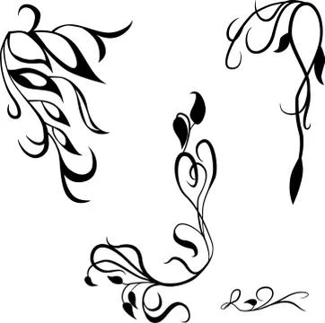 Set decorative design elements, calligraphic flourishes page decor Stock Illustration