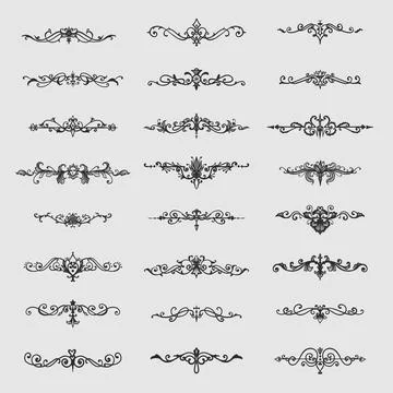 Set decorative design, lace borders and corners Illustrazione stock