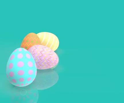 Set of decorative easter eggs with different patterns on pastel background イラスト素材