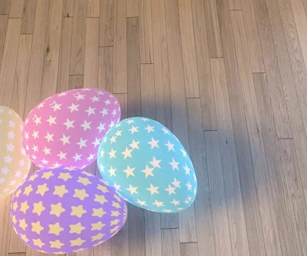 Set of decorative easter eggs with different patterns on wooden background イラスト素材