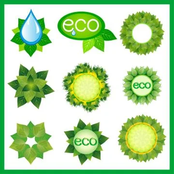 Set of decorative elements for eco design isolated 스톡 일러스트