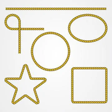 Set of decorative elements of the rope. Vector illustration Stock Illustration