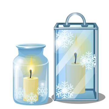 Set of decorative elements on theme of Christmas and New year isolated on white Stock Illustration