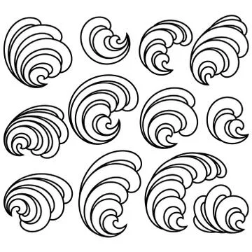 Set of Decorative Floral Curls. Vector Illustration Stock Illustration