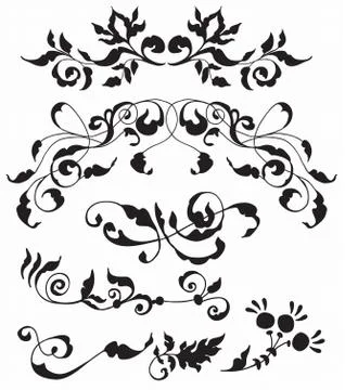 Set of decorative floral elements Stock Illustration