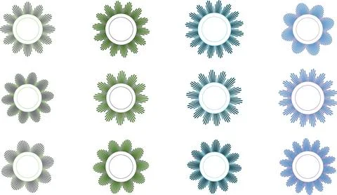 Set of decorative floral elements in various colors showcasing unique desig.. Иллюстрация